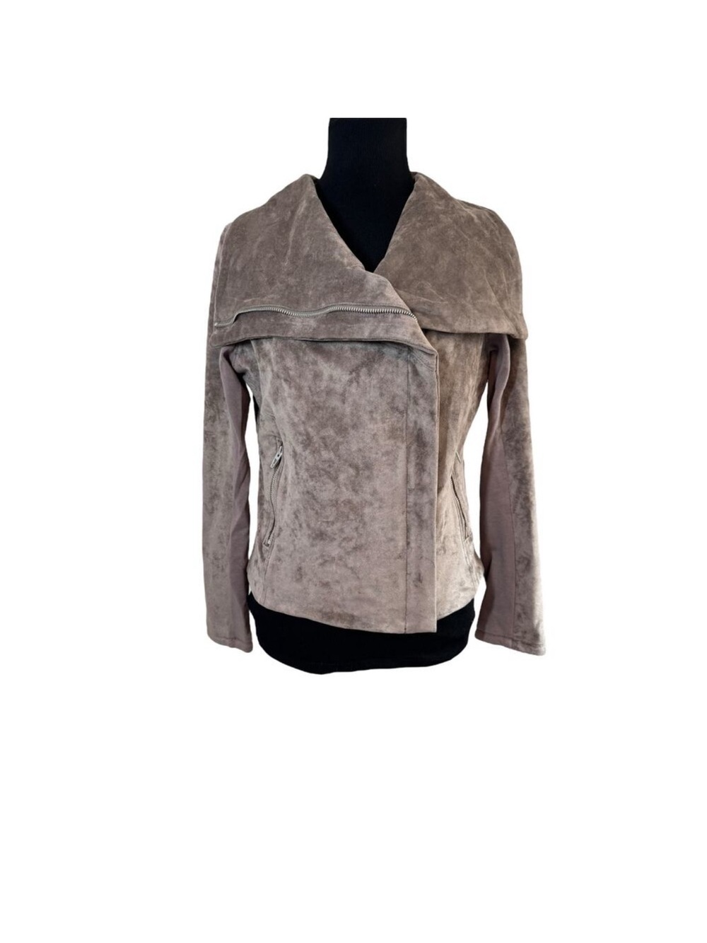 BlankNYC Taupe Suede Asymmetrical Zip Jacket